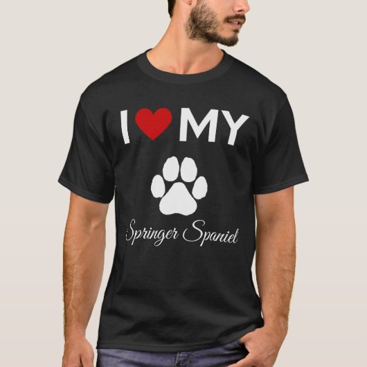 Ik hou van mijn Springer Spaniel hond aangepaste t T-shirt (Voorkant)