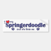 Ik hou van mijn Springerdoodle (Vrouw Dog) Bumpersticker (Voorkant)