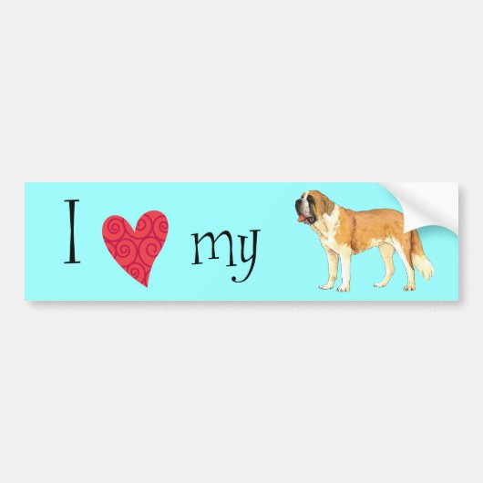 Ik hou van mijn St. Bernard Bumpersticker (Voorkant)