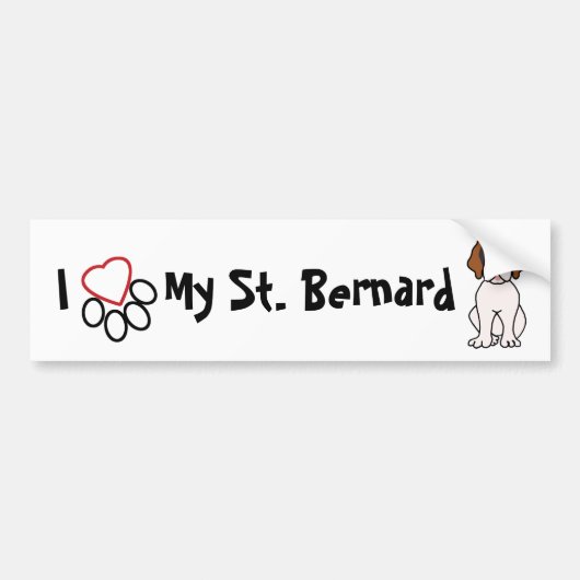 Ik hou van mijn St. Bernard Bumpersticker (Voorkant)