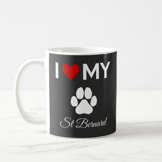 Ik hou van mijn St Bernard hond aangepaste tekst Koffiemok (Links)