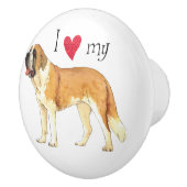 Ik hou van mijn St. Bernard Keramische Knop (Rechts)