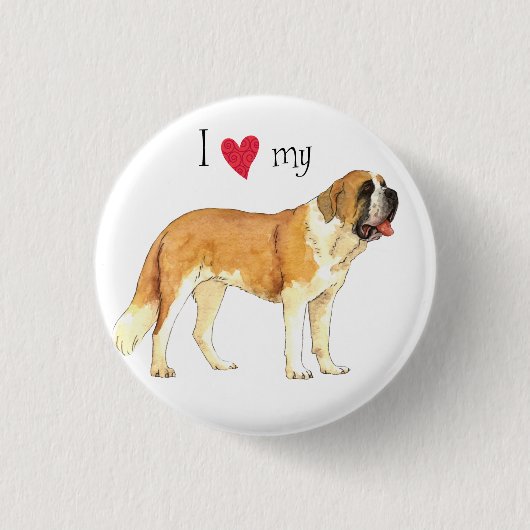 Ik hou van mijn St. Bernard Ronde Button 3,2 Cm (Voorkant)