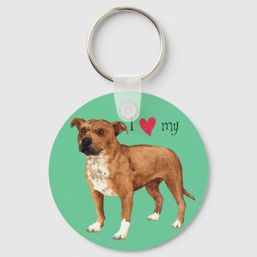 Ik hou van mijn Staffordshire Bull Terrier Sleutelhanger (Voorkant)