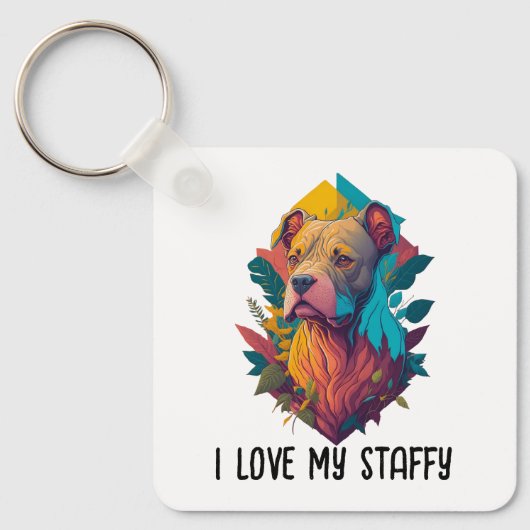 Ik hou van mijn Staffy - Staffordshire Terrier, Tr Sleutelhanger (Voorkant)