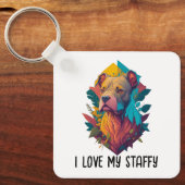 Ik hou van mijn Staffy - Staffordshire Terrier, Tr Sleutelhanger (Voorkant)
