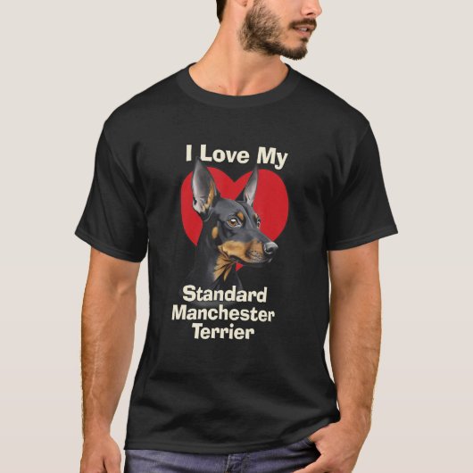 Ik hou van mijn standaard Manchester Terrier Puppy T-shirt (Voorkant)