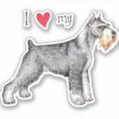 Ik hou van mijn standaard Schnauzer Vinyl Sticker (Voorkant)
