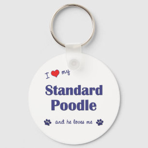 Ik hou van mijn standaardpoel (mannelijke hond) sleutelhanger
