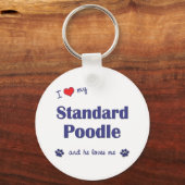 Ik hou van mijn standaardpoel (mannelijke hond) sleutelhanger (Voorkant)