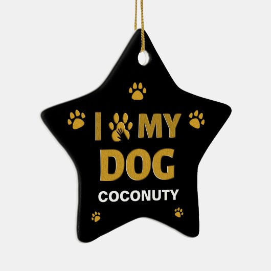 Ik hou van mijn stiefnaam poten personaliseren keramisch ornament (Rechts)