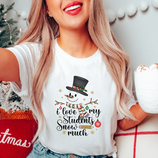 Ik hou van mijn studenten sneeuw veel leraar Xmas T-shirt