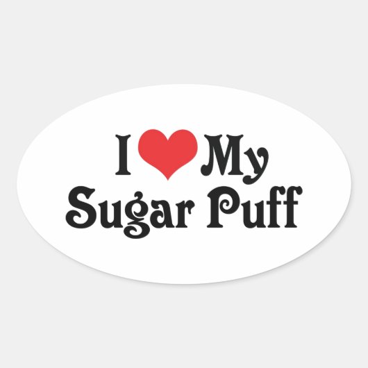 Ik hou van mijn Sugar Puff Ovale Sticker (Voorkant)