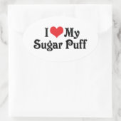 Ik hou van mijn Sugar Puff Ovale Sticker (Tas)
