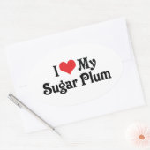 Ik hou van mijn suikerpruim ovale sticker (Envelop)