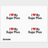 Ik hou van mijn suikerpruim ovale sticker (Vel)