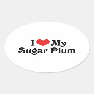 Ik hou van mijn suikerpruim ovale sticker
