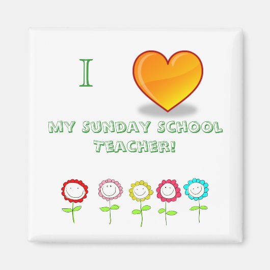 Ik hou van mijn Sunday School Teacher Magnet (Voorkant)
