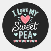 Ik hou van mijn Sweet Pea Schattigee Moederdag Ronde Sticker (Voorkant)
