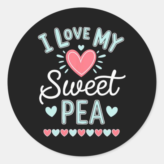 Ik hou van mijn Sweet Pea Schattigee Moederdag Ronde Sticker (Voorkant)