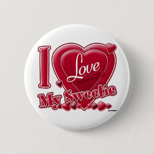 Ik hou van mijn Sweetie Red - hart Ronde Button 5,7 Cm