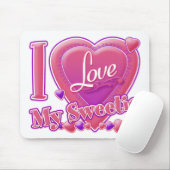 Ik hou van mijn Sweetie roze/paars hart Muismat (Met muis)