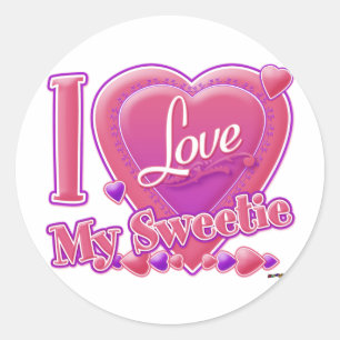 Ik hou van mijn Sweetie roze/paars hart Ronde Sticker