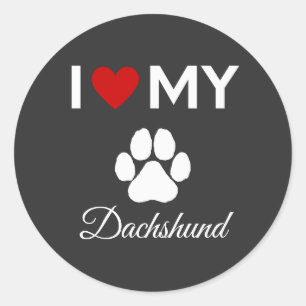 Ik hou van mijn teckel aangepaste tekst ronde sticker