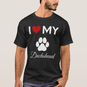 Ik hou van mijn teckel aangepaste tekst t-shirt