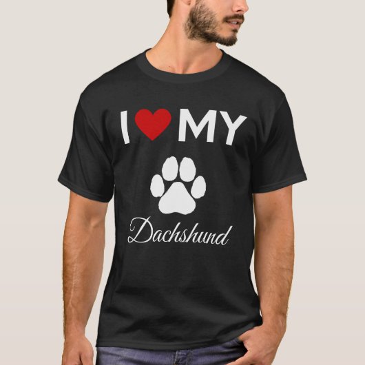 Ik hou van mijn teckel aangepaste tekst t-shirt (Voorkant)