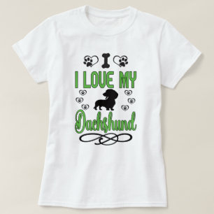Ik hou van mijn teckel: groen en zwart t-shirt