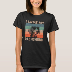 Ik hou van mijn teckel hond Cool Dog  Retro Dog T-shirt
