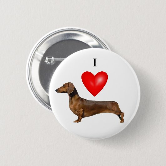 Ik hou van mijn teckel rood hart ronde button 5,7 cm (Voorkant /achterkant)