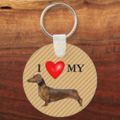 Ik hou van mijn teckel rood hart sleutelhanger (Achterkant)