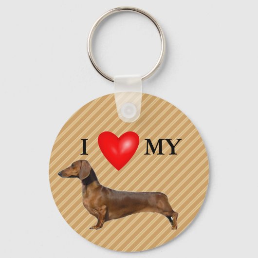 Ik hou van mijn teckel rood hart sleutelhanger (Achterkant)