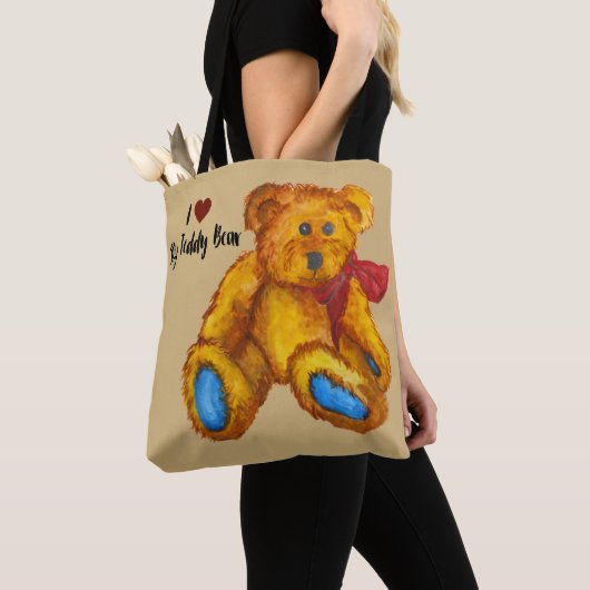 Ik hou van mijn Teddy Bear Tote Bag (Dichtbij)