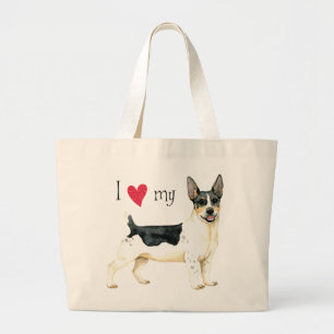 Ik hou van mijn Teddy Roosevelt Terrier Grote Tote Bag