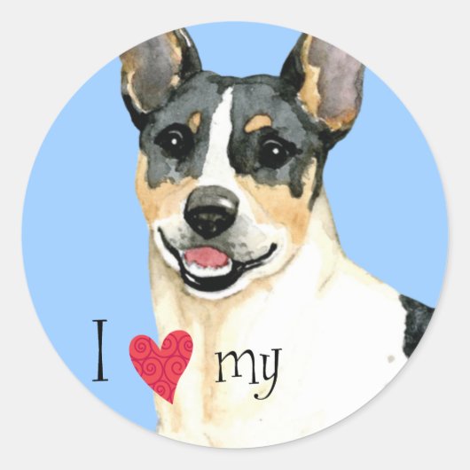 Ik hou van mijn Teddy Roosevelt Terrier Ronde Sticker (Voorkant)