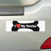 Ik hou van mijn Terrier - Dog Bone Bumpersticker (Op auto)