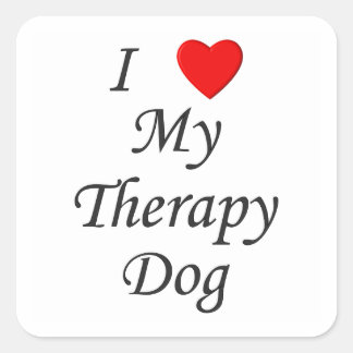 Ik hou van mijn therapiehond vierkante sticker