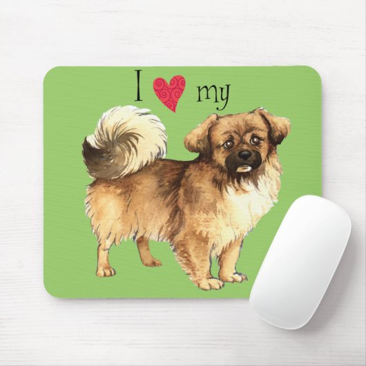 Ik hou van mijn Tibetaans Spananiel Muismat (Met muis)