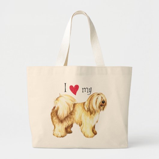 Ik hou van mijn Tibetaanse Terrier Grote Tote Bag (Voorkant)