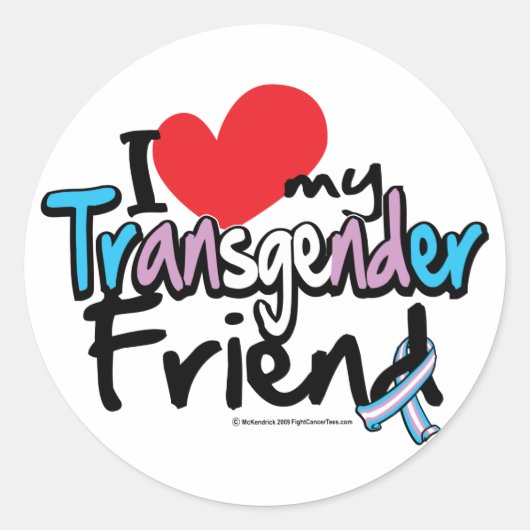 Ik hou van mijn transgender vriend ronde sticker (Voorkant)