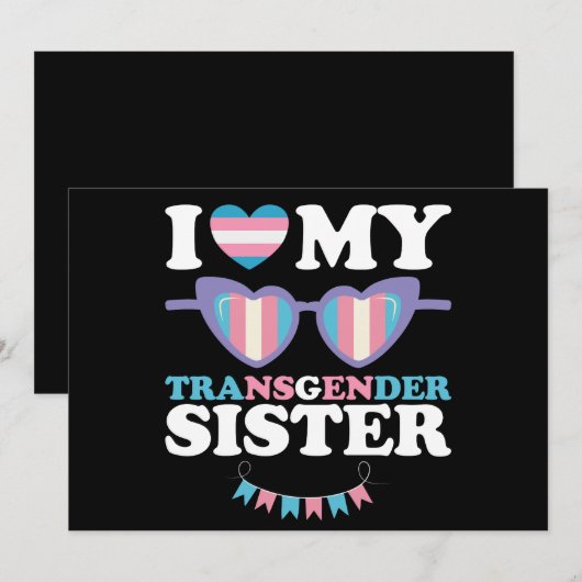 Ik hou van mijn transgender zus familie trans LGBT Kaart (Voorkant / Achterkant)