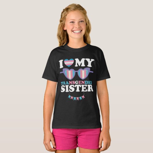 Ik hou van mijn transgender zus familie trans LGBT T-shirt (Voorkant volledig)