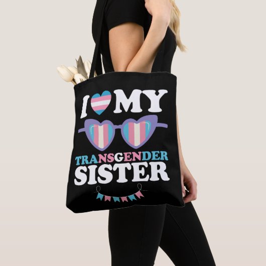 Ik hou van mijn transgender zus familie trans LGBT Tote Bag (Dichtbij)