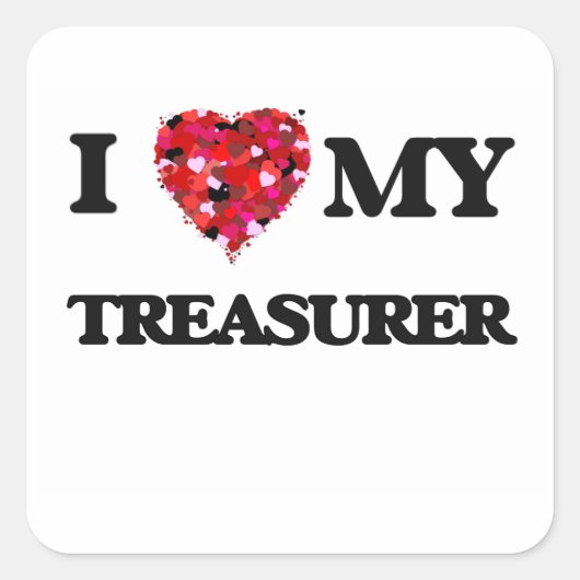 Ik hou van mijn Treasurer Vierkante Sticker (Voorkant)
