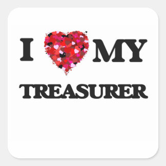 Ik hou van mijn Treasurer Vierkante Sticker