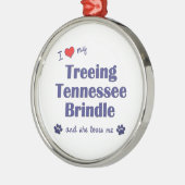 Ik hou van mijn Treingend Tennessee Brindle (Vrouw Metalen Ornament (Links)