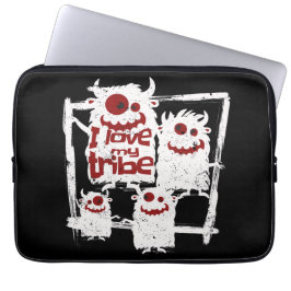 Ik hou van mijn Tribe Funny Monster Familie Hallow Laptop Sleeve